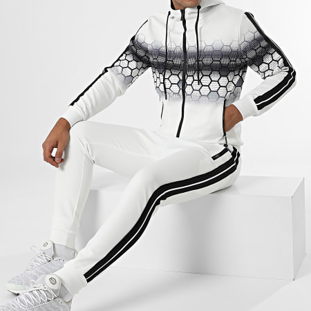 Zayne Paris  - Conjunto de chaqueta con cremallera y pantalón de chándal E322 Blanco