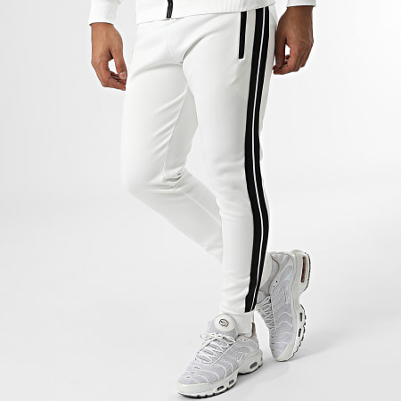 Zayne Paris  - Set giacca e pantaloni da jogging con zip a righe E322 Bianco