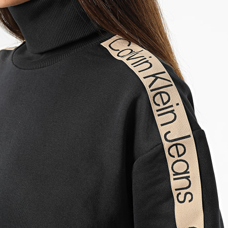 Calvin Klein - Tape 9753 Sudadera negra a rayas con cuello redondo