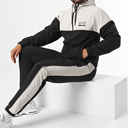 EA7 Emporio Armani - Set giacca con cappuccio e pantaloni da jogging 6LPV04-PN6TZ Nero Beige