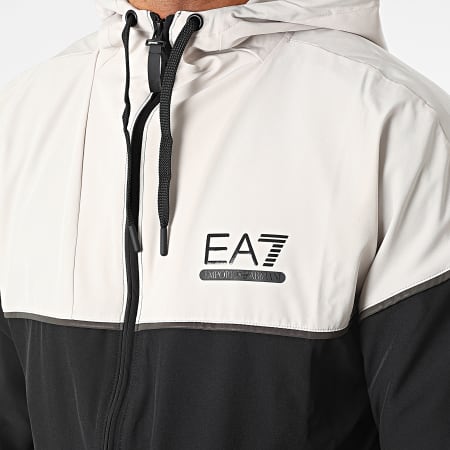EA7 Emporio Armani - Conjunto de chaqueta con capucha y cremallera y pantalón de chándal 6LPV04-PN6TZ Negro Beige