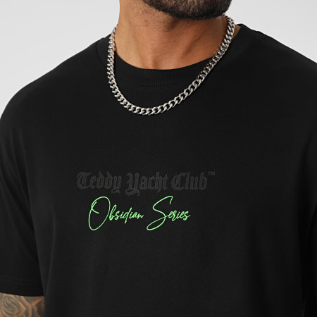 Teddy Yacht Club - Tee Shirt Oversize Large Obsidian Luxury Zip Noir Vert Fluo