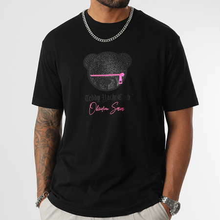 Teddy Yacht Club - Tee Shirt Oversize Large Obsidian Luxury Head Noir Rose Fluo
