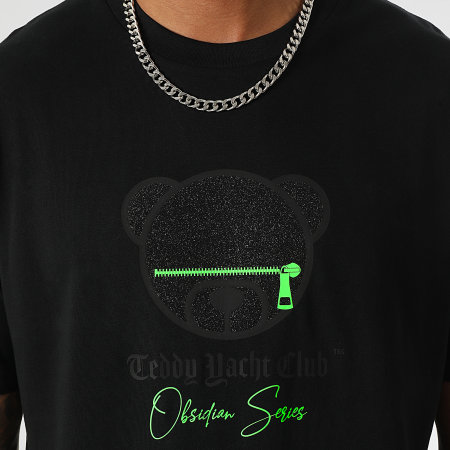 Teddy Yacht Club - Tee Shirt Oversize Large Obsidian Luxury Head Noir Vert Fluo