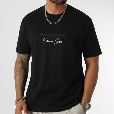 Teddy Yacht Club - Tee Shirt Oversize Large Obsidian Luxury Split Back Noir Rose