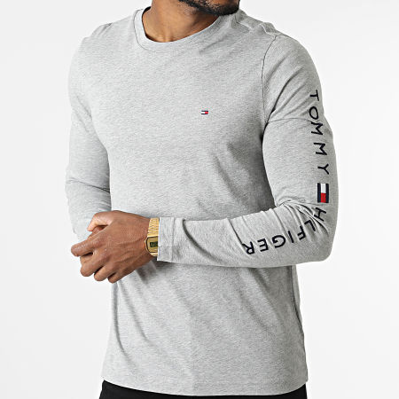 Tommy Hilfiger - Tee Shirt A Manches Longues Tommy Logo 9096 Gris Chiné