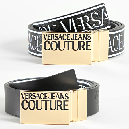 Versace Jeans Couture - Cintura reversibile con stampa saffiano 73YA6F32 Nero Oro