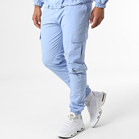 Classic Series - Conjunto de chaqueta con cremallera y pantalón de chándal azul claro KL-2073
