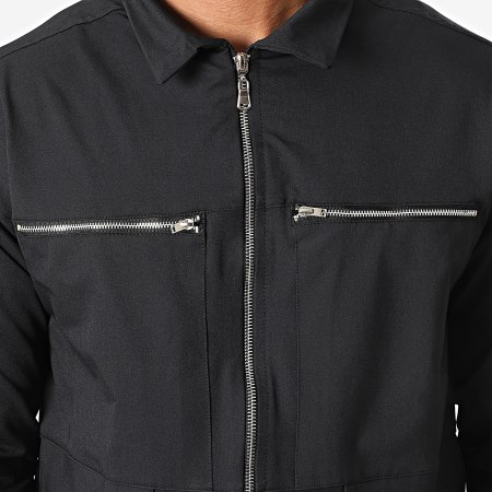 Classic Series - Conjunto de chaqueta con cremallera y pantalón cargo KL-2093 Negro