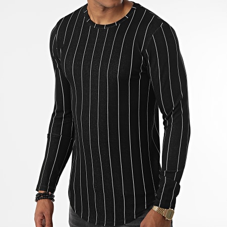 MTX - Tee Shirt Manches Longues Oversize A Rayures D7092 Noir