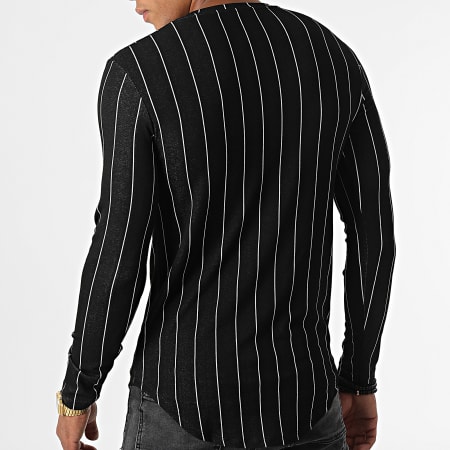 MTX - Tee Shirt Manches Longues Oversize A Rayures D7092 Noir