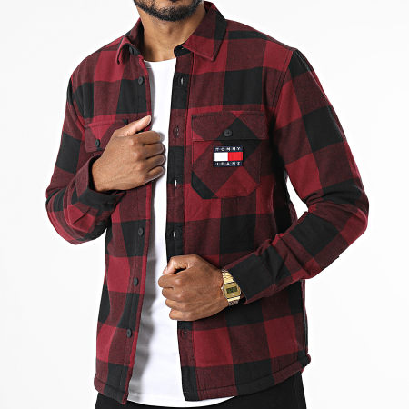 Tommy Jeans - Sherpa Flannel 5132 Camisa a cuadros Burdeos Negro