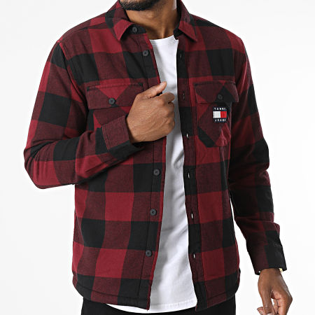 Tommy Jeans - Sherpa Flannel 5132 Camisa a cuadros Burdeos Negro
