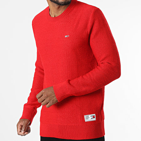 Tommy Jeans - Pull Regular Structured 5060 Rouge