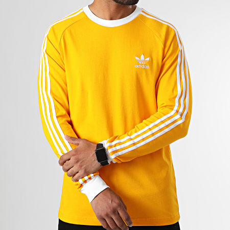 Adidas Originals - Camiseta de manga larga a rayas HK7287 Amarillo