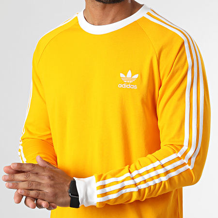 Adidas Originals - Tee Shirt Manches Longues A Bandes HK7287 Jaune