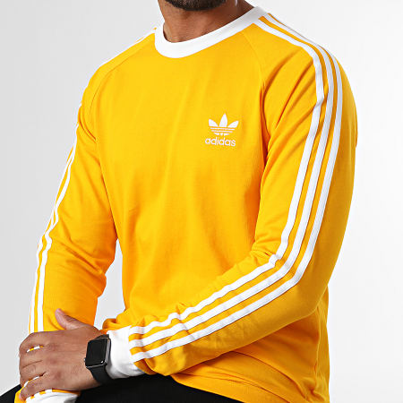 Adidas Originals - Maglietta a maniche lunghe a righe HK7287 Giallo