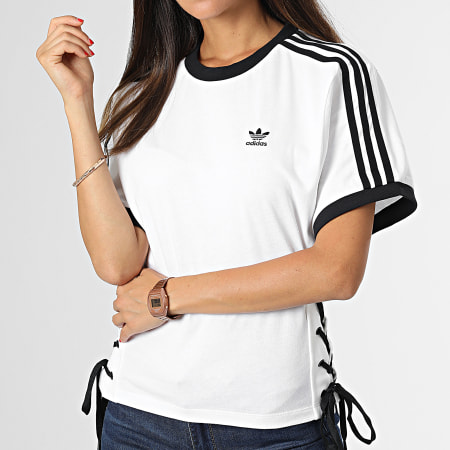 Adidas Originals - Camiseta mujer con cordones HK5062 Blanca