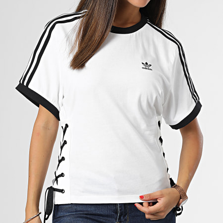 Adidas Originals - Maglietta con lacci da donna HK5062 Bianco