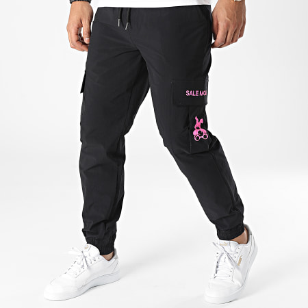 Sale Môme Paris - Pantaloni cargo coniglio nero rosa fluorescente