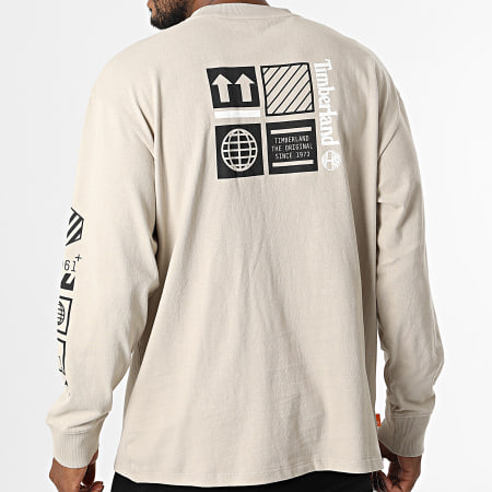 Timberland - Camiseta Manga Larga Con Bolsillo Pecho Espalda Graphic A5VJS Beige