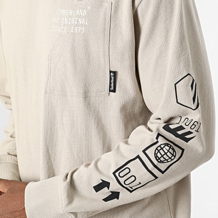 Timberland - Maglietta Manica lunga con tasca sul petto e grafica posteriore A5VJS Beige
