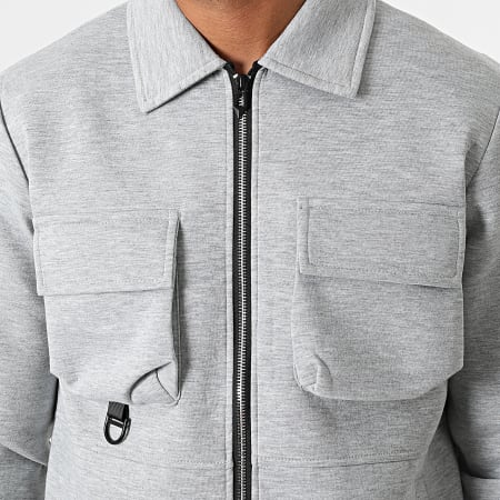 Aarhon - Combinazione di giacca con cerniera e pantaloni cargo AJ-8039-8026 Grigio erica