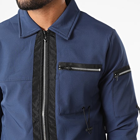 Aarhon - AJ-8024-8011 Conjunto de chaqueta con cremallera y pantalón cargo azul marino