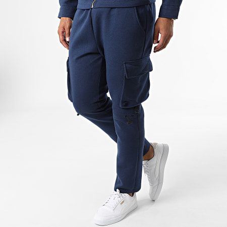 Aarhon - AJ-8036-8029 Set giacca con zip e pantaloni cargo blu navy