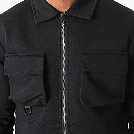 Aarhon - AJ-8035-8025 Set giacca con zip e pantaloni cargo neri
