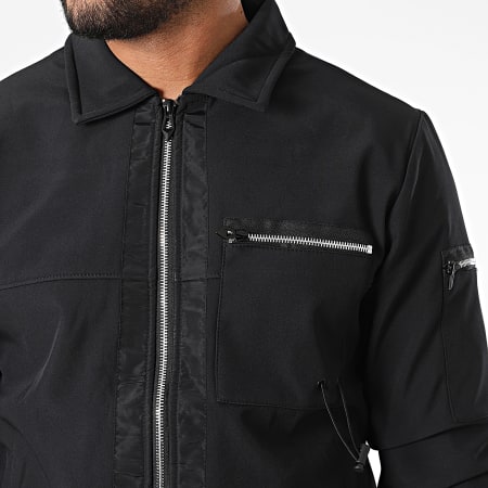 Aarhon - Conjunto de chaqueta con cremallera y pantalón cargo AJ-8021-8007 Negro