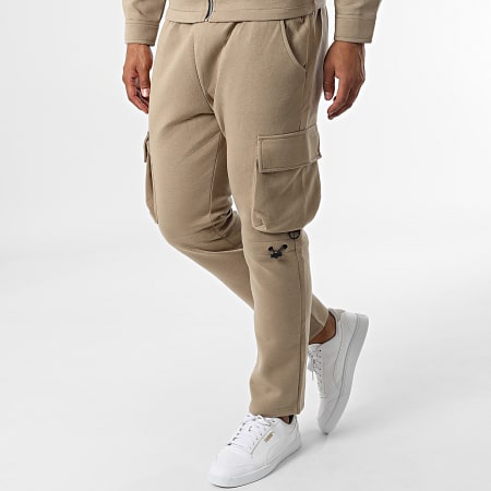 Aarhon - Set giacca con zip e pantaloni cargo AJ-8037-8027 Beige