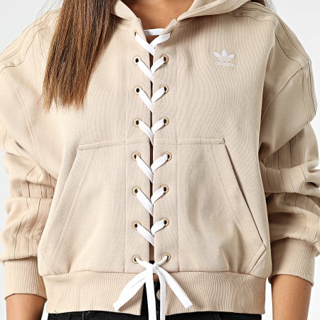 Adidas Originals - Sudadera con capucha y cordones para mujer HK5058 Beige