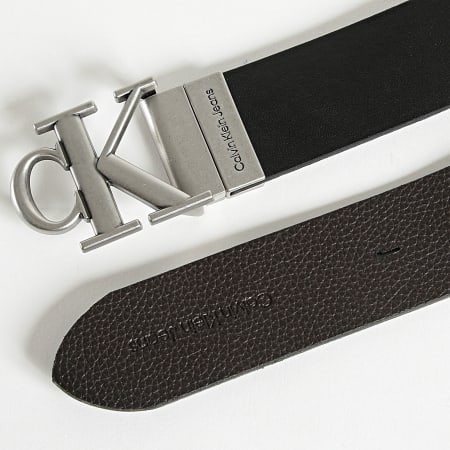 Calvin Klein - Cintura reversibile tonda Mono Plate 9884 Nero Marrone