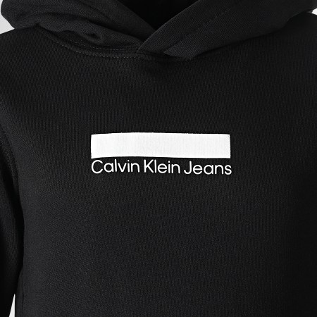 Calvin Klein - Felpa con cappuccio da bambino piccola nera con logo 1437 nero