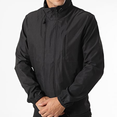 John H - AB326 Conjunto de chaqueta negra con cremallera y pantalón cargo