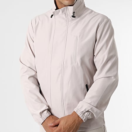 John H - Combinazione di giacca con zip e pantaloni cargo AB326 Beige