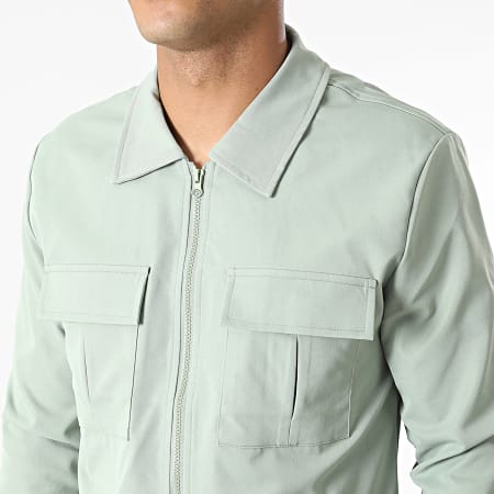 John H - AB327 Set giacca con zip e pantaloni cargo verde