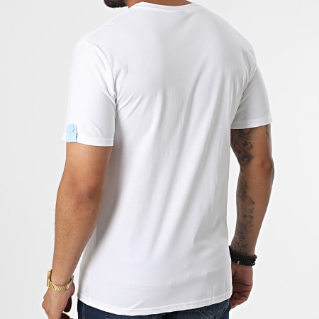 John H - Camiseta Bolsillo T8814 Blanco Azul Claro