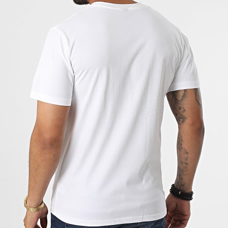John H - Camiseta Bolsillo T8815 Blanco Verde Caqui