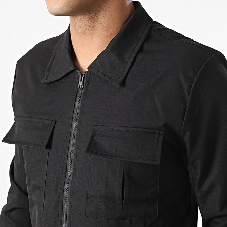 John H - AB327 Set giacca con zip e pantaloni cargo neri