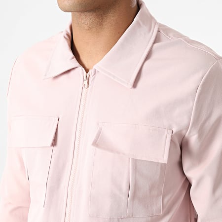 John H - Conjunto de chaqueta rosa con cremallera y pantalón cargo AB327