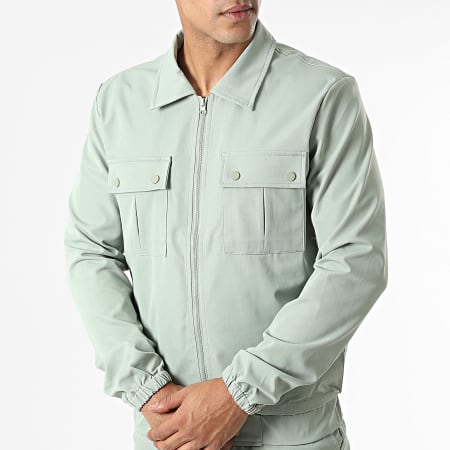 John H - Set di giacca con zip e pantaloni cargo AB361 Verde