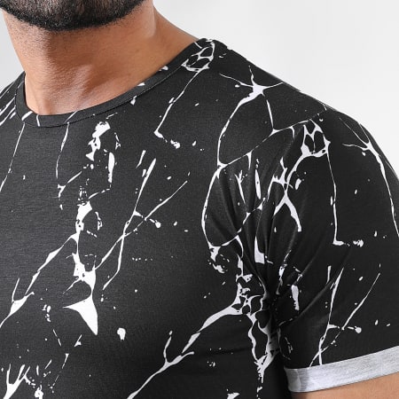 LBO - Tee Shirt Oversize Imprimé Avec Revers 2645 Marble Noir