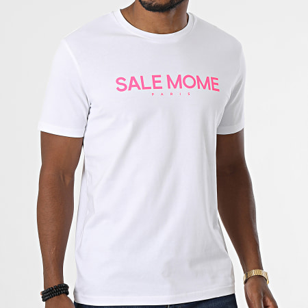 Sale Môme Paris - Maglietta con coniglio bianco rosa fluo