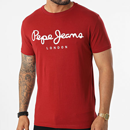 Pepe Jeans - Camiseta elástica original PM508210 Burdeos
