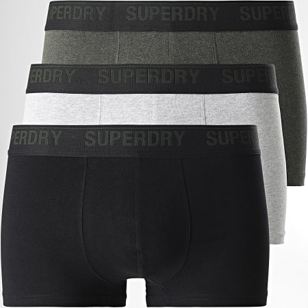 Superdry - Set di 3 boxer classici nero verde kaki grigio erica