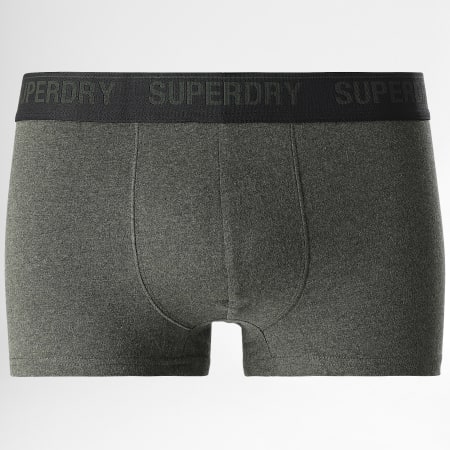 Superdry - Lot De 3 Boxers Classic Noir Vert Kaki Gris Chiné