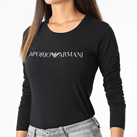 Emporio Armani - Camiseta de manga larga para mujer 163229-2F227 Negro
