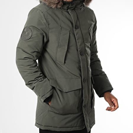 Superdry - Everest M5011573A Parka con capucha de piel verde caqui